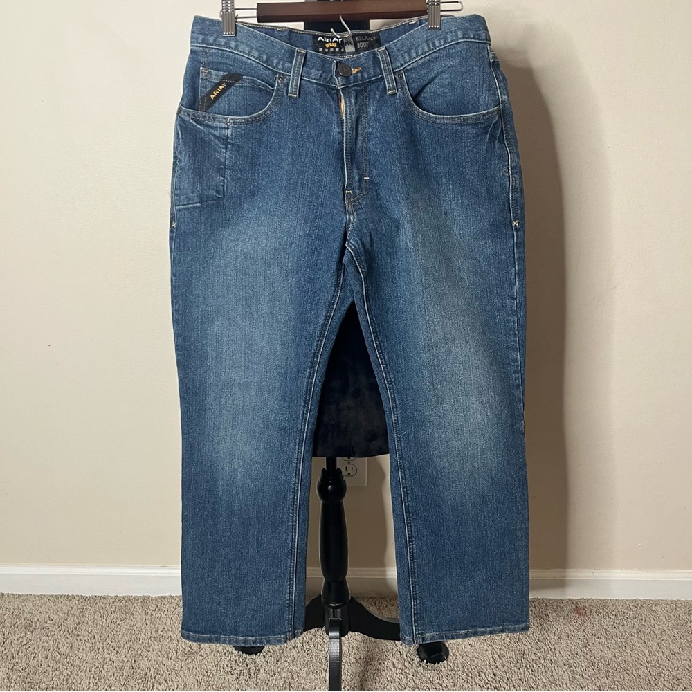 Ariat Rebar M4 Relaxed Mid Rise Bootcut‎ Stretch Blue Jeans Men’s 32/30